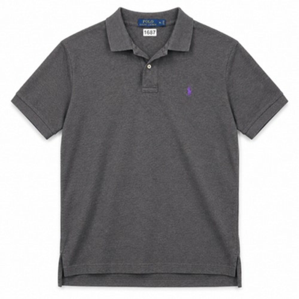 Polo Ralph Lauren Polo Shirt Mens XL Dark Gray Cotton Purple Pony Logo